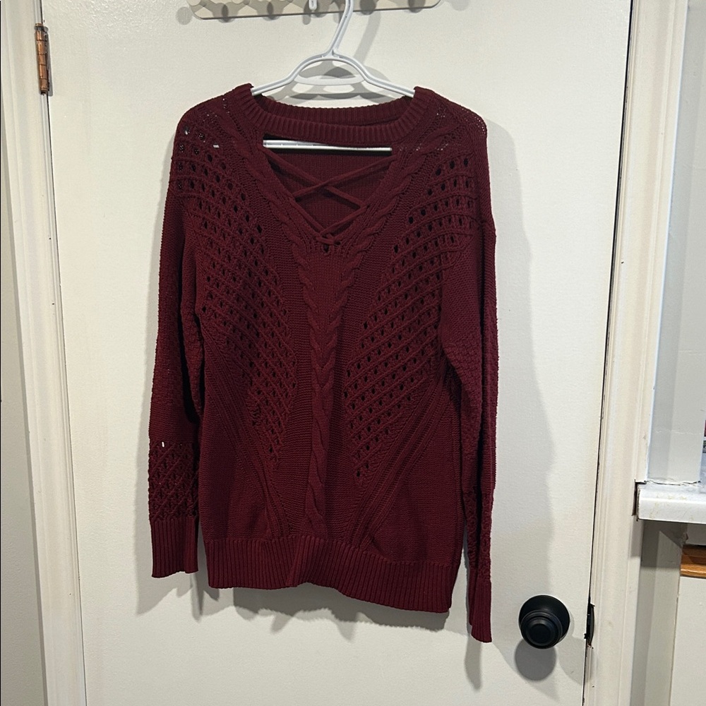 Maurices Deep Red V-Neck Sweater